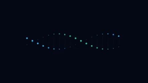A glowing digital representation of a double helix dna strand on black 库存影片 338310490