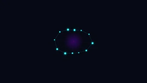 A glowing digital ring of light points connected against a dark background 库存影片 336262457