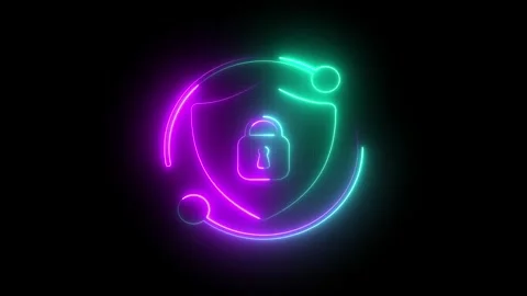 Glowing Digital Shield with Padlock  Secure Network and Internet Safety Conce Stock Footage 309041591