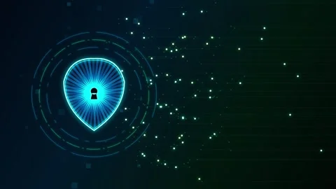 Glowing digital shield with security padlock icon on dark network backgroun.. Stock-Footage 345814824