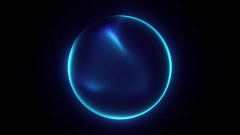 Glowing digital sphere with smooth mesh surface. Cyan luminous orb with blu.. Stock Footage 331308772