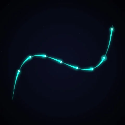 Glowing digital wave line animation on black background for technology data.. Stock Footage 345690989