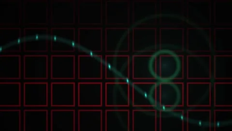Glowing Digital Wave Moving on Red Grid Background for Abstract Technology .. Stock Footage 343701577