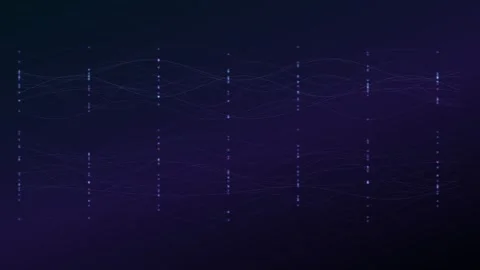 Glowing digital wave nodes on a dark blue background Stock Footage 335942244