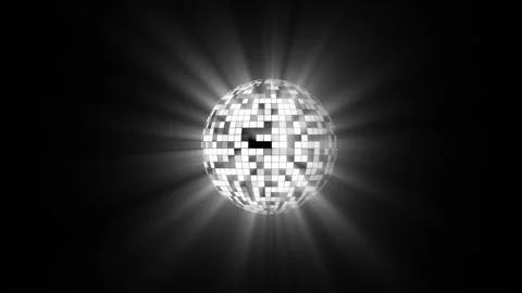 Glowing disco ball with rays of light. Animation of rotation and glow of a drawn Stock Footage 264116046