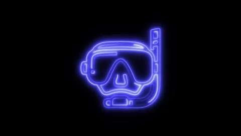 Glowing Diving Goggles Icon and Symbol in HD Video Neon Stock Footage 304558277