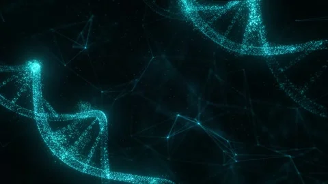Glowing DNA Double Helix and Molecular Network Revealing Genetic Research Stock Footage 337557714
