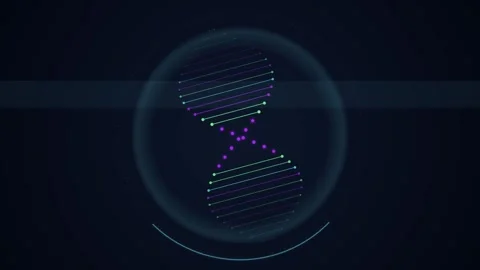 Glowing DNA double helix with rotating medical analysis ring and scanning p.. Stock Footage 345775436