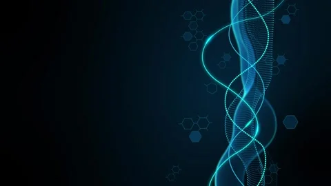 Glowing dna helix on dark tech background animation Stock Footage 329510627