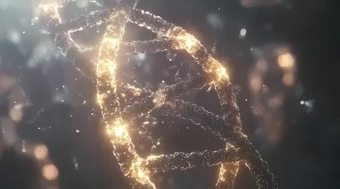 Glowing DNA Helix Structure in a Transparent Cell Design Stock Illustration