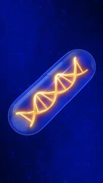 Glowing DNA Helix Within Transparent Capsule Ilustración de archivo