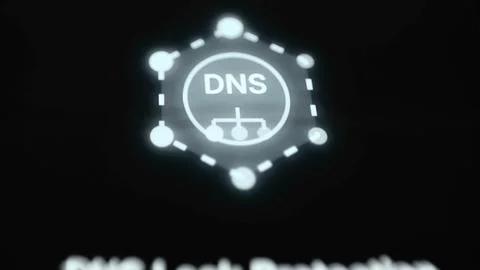 Glowing DNS emblem surrounded by connected nodes for protected name resolution Stock Photos
