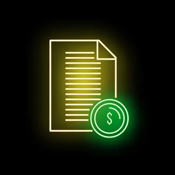 Glowing document with dollar coin representing payment Stock Illustration
