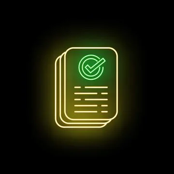 Glowing document outline with check mark for approval 스톡 일러스트