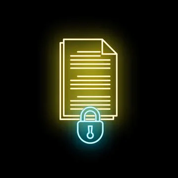 Glowing documents with padlock symbolizing data protection security Stock-Illustration