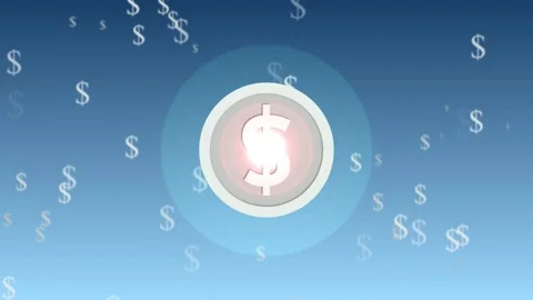 Glowing dollar coin on gradient background animation Video stock 335488443