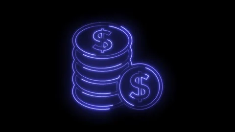 Glowing dollar coin stack animation on black background finance and investment Stock Footage 322988002