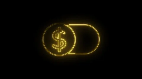 Glowing dollar coin with toggle switch on black background demonstrating fi.. Stock Footage 314535666