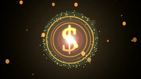 Glowing dollar symbol with circular light rings and floating particles anim.. 库存影片 337084515