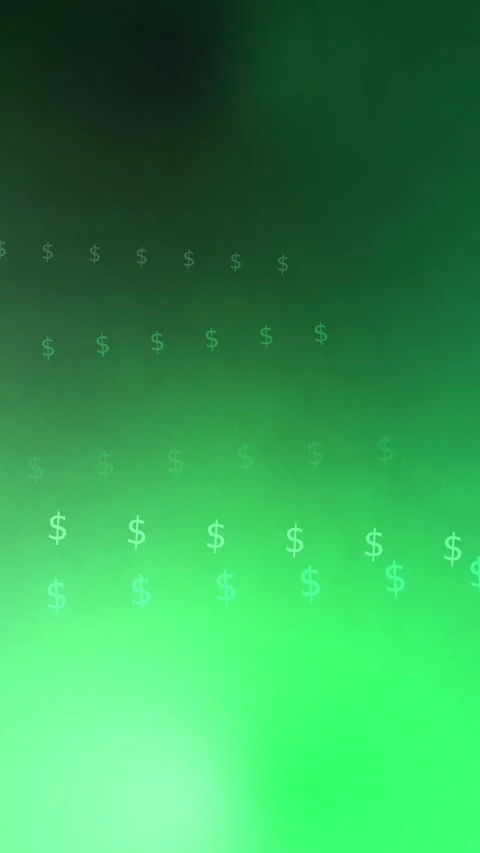 Glowing dollar symbol rows on vivid green gradient, Seamless Loop Stock Footage 341858116