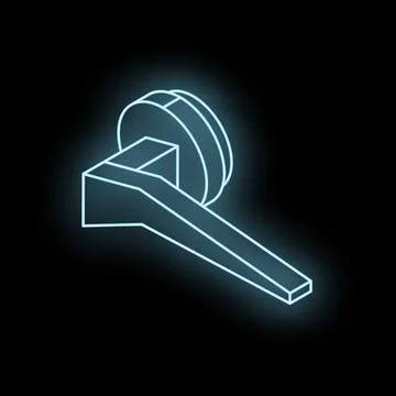 Glowing door handle on black background, futuristic design Illustration