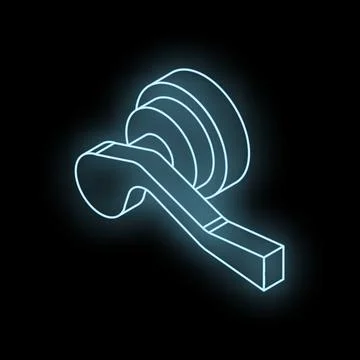 Glowing door handle on black background, isometric projection Illustration