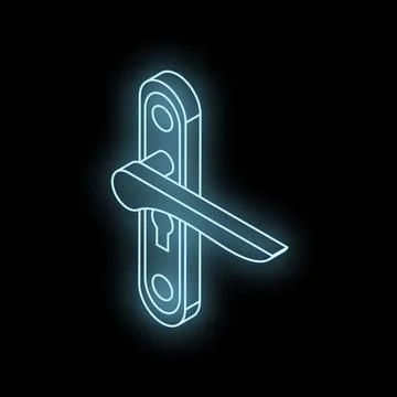 Glowing door handle with keyhole in isometric view Illustration