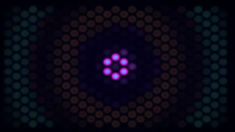 Glowing Dot Circle Pattern Loop - Neon Psychedelic Club Visual Backdrop Video stock 341792167