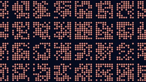 Glowing dot matrix Chinese characters scrolling on digital LED display 動画素材 330058226