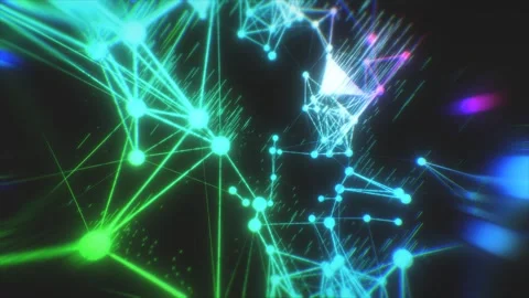 Glowing dots and lines connect, creating a digital network. Stock Footage 318255116