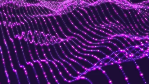 Glowing dots and sparkles waves of grid mesh surface animated abstract loop Stock Footage 270084474