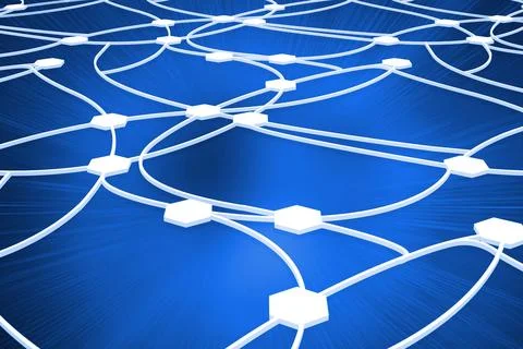 Glowing dots connected with lines Stock Photos