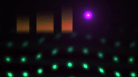 Glowing dots on a dark background with colorful lights. Stock Footage 337507213