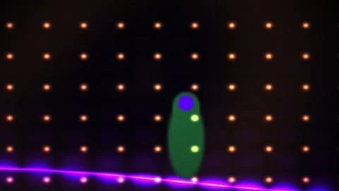 Glowing dots on a dark background with green object. Stock Footage 337463320