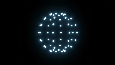 Glowing dots form a circular pattern on a dark background Stock Footage 302634192