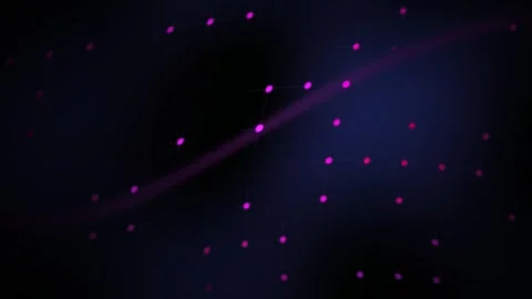 Glowing Dots Forming a Dynamic Digital Network Grid with Purple Wave Motion Stock Footage 343701620