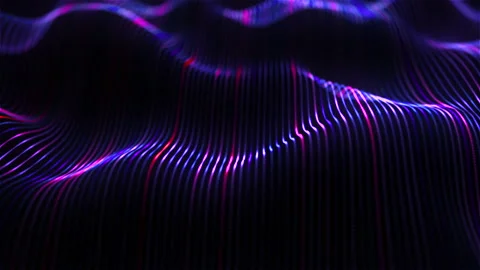 Glowing dotted vertical lines on the wavy surface Stock Footage 265856093