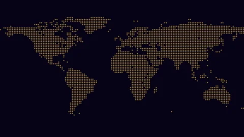 Glowing dotted world map background animation for global technology concepts Stock Footage 330073411