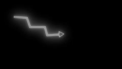 Glowing Downward Zigzag Arrow Animation, Business Data Visualization, Neon .. Stock Footage 313753645