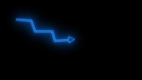 Glowing Downward Zigzag Arrow Animation, Business Data Visualization, Neon .. Stock Footage 313753652