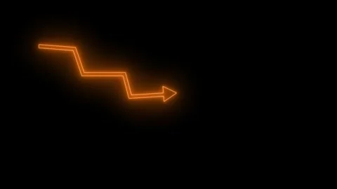 Glowing Downward Zigzag Arrow Animation, Business Data Visualization, Neon .. Stock Footage 313753658