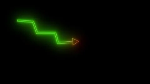 Glowing Downward Zigzag Arrow Animation, Business Data Visualization, Neon .. Stock Footage 313753664