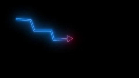 Glowing Downward Zigzag Arrow Animation, Business Data Visualization, Neon .. Stock Footage 313753667