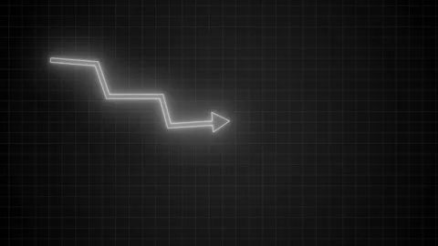 Glowing Downward Zigzag Arrow Animation, Business Data Visualization, Neon .. Stock Footage 313753675