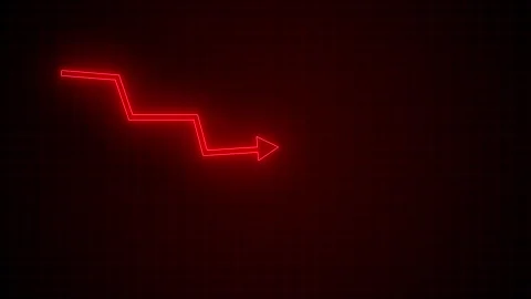 Glowing Downward Zigzag Arrow Animation, Business Data Visualization, Neon .. Stock Footage 313753680