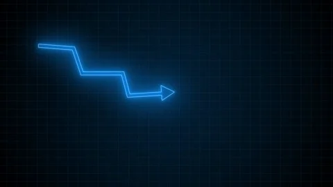 Glowing Downward Zigzag Arrow Animation, Business Data Visualization, Neon .. Stock Footage 313753689