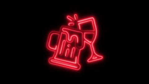 Glowing Drinks Icon and Symbol in HD Video Neon Stock Footage 304560993
