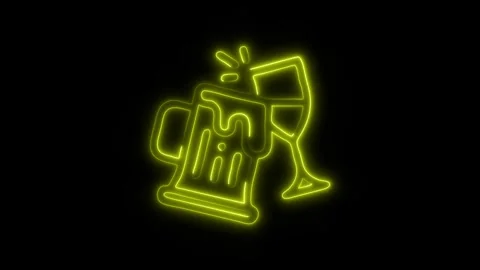 Glowing Drinks Icon and Symbol in HD Video Neon Stock Footage 304560994