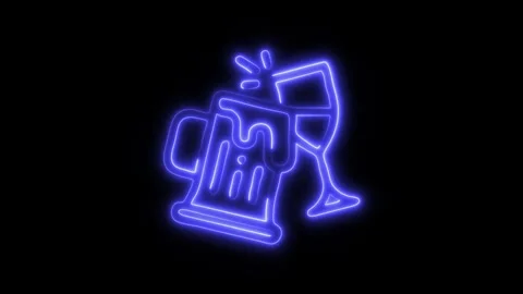 Glowing Drinks Icon and Symbol in HD Video Neon Stock Footage 304560995