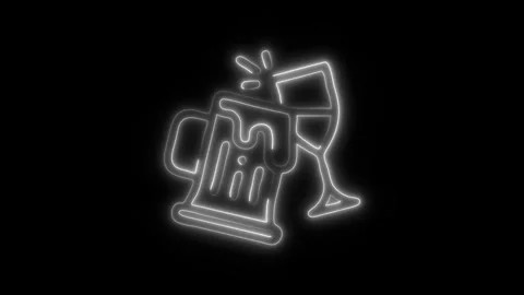 Glowing Drinks Icon and Symbol in HD Video Neon Stock Footage 304560997